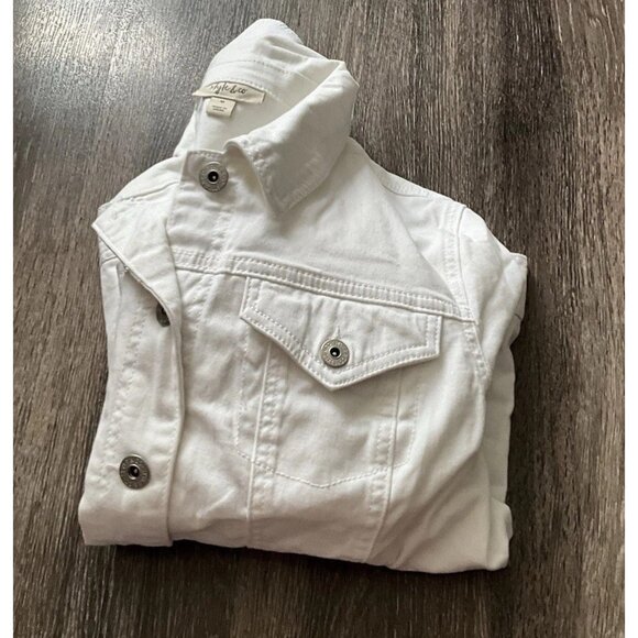 Style & Co White Jean Jacket Button Up Women’s Size Large - Picture 13 of 13